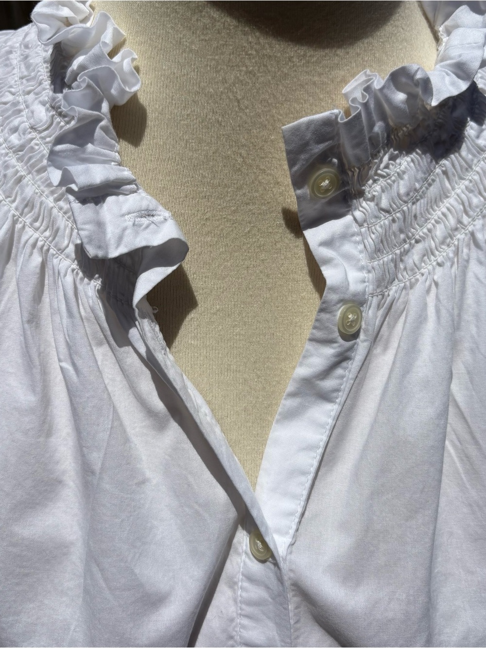 GAP White Ruffled Neck Button-Down Blouse - Picture 2 of 8